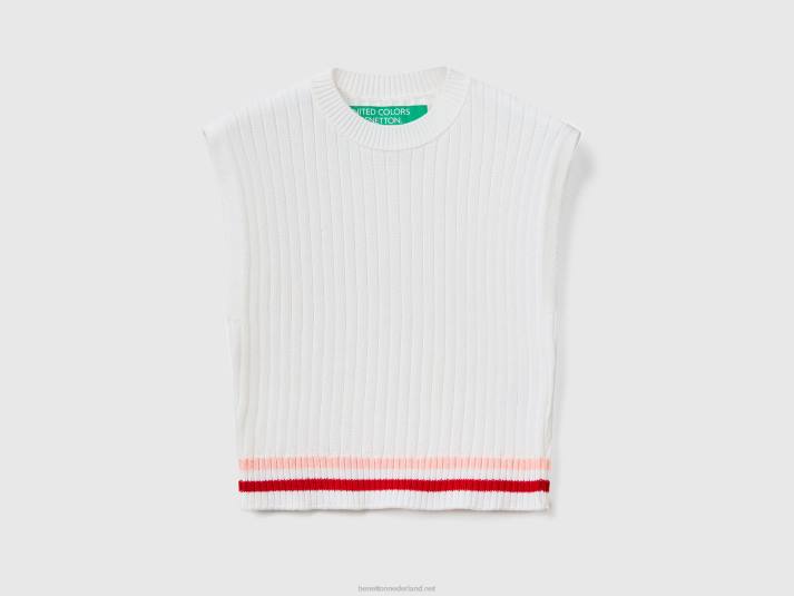 vrouwen Benetton crèmewit vest van puur katoen romig wit 4R62103