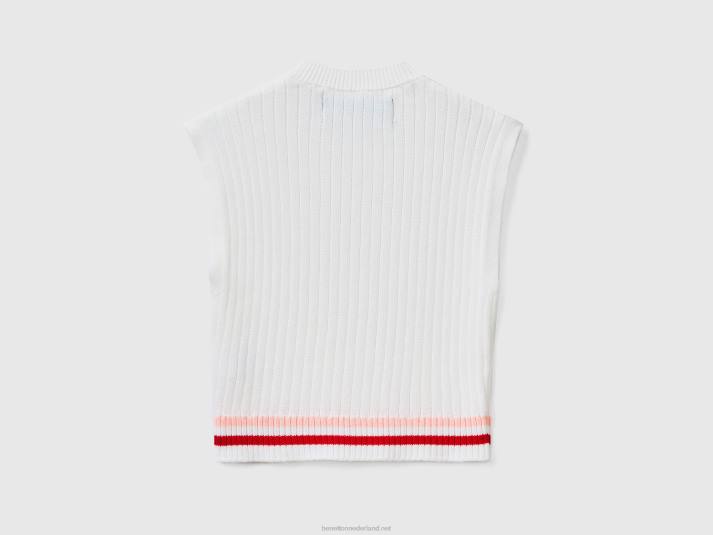 vrouwen Benetton crèmewit vest van puur katoen romig wit 4R62103