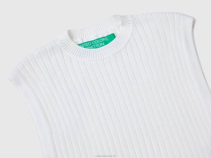 vrouwen Benetton crèmewit vest van puur katoen romig wit 4R62103