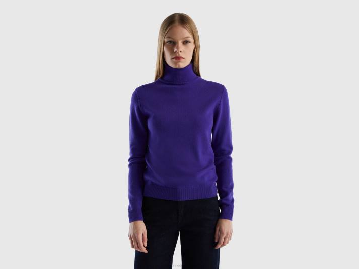 vrouwen Benetton diepblauwe coltrui van zuivere merinowol blauw 4R623620