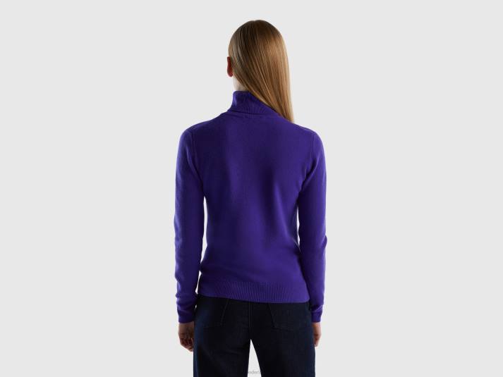 vrouwen Benetton diepblauwe coltrui van zuivere merinowol blauw 4R623620