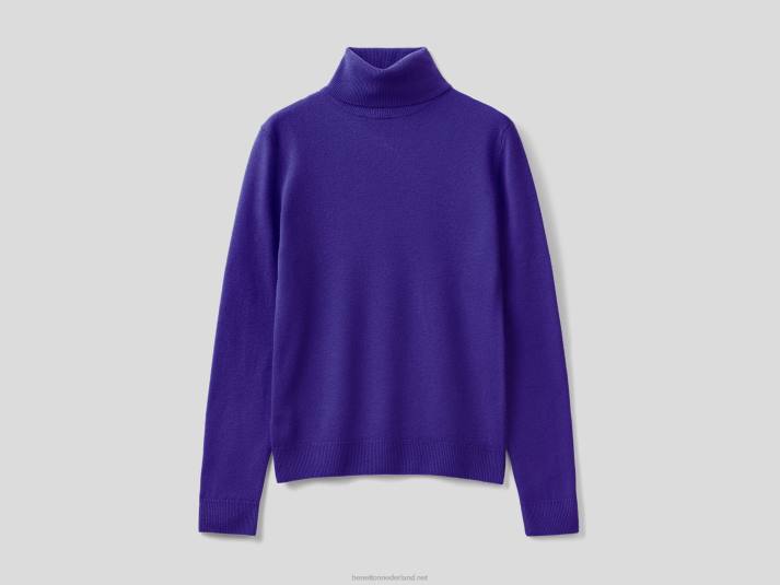 vrouwen Benetton diepblauwe coltrui van zuivere merinowol blauw 4R623620
