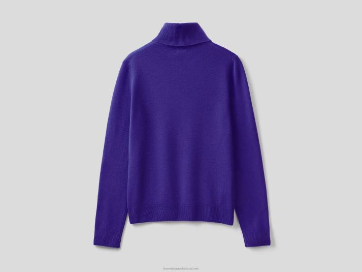 vrouwen Benetton diepblauwe coltrui van zuivere merinowol blauw 4R623620