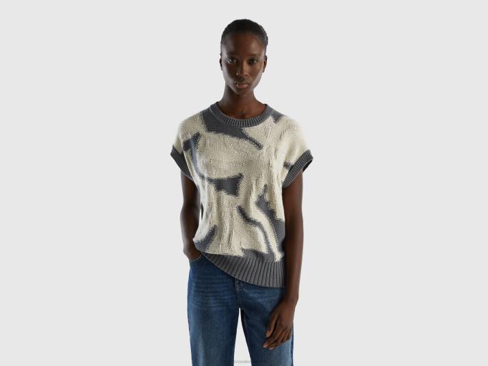 vrouwen Benetton gebreid vest met inleg grijs 4R62120