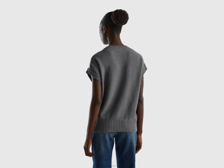 vrouwen Benetton gebreid vest met inleg grijs 4R62120