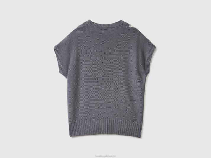 vrouwen Benetton gebreid vest met inleg grijs 4R62120