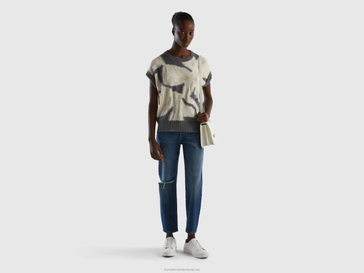 vrouwen Benetton gebreid vest met inleg grijs 4R623608