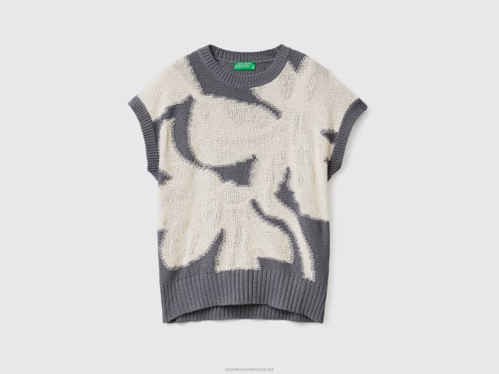 vrouwen Benetton gebreid vest met inleg grijs 4R623608