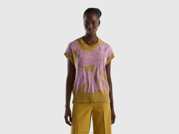 vrouwen Benetton gebreid vest met inleg mosterd 4R623561