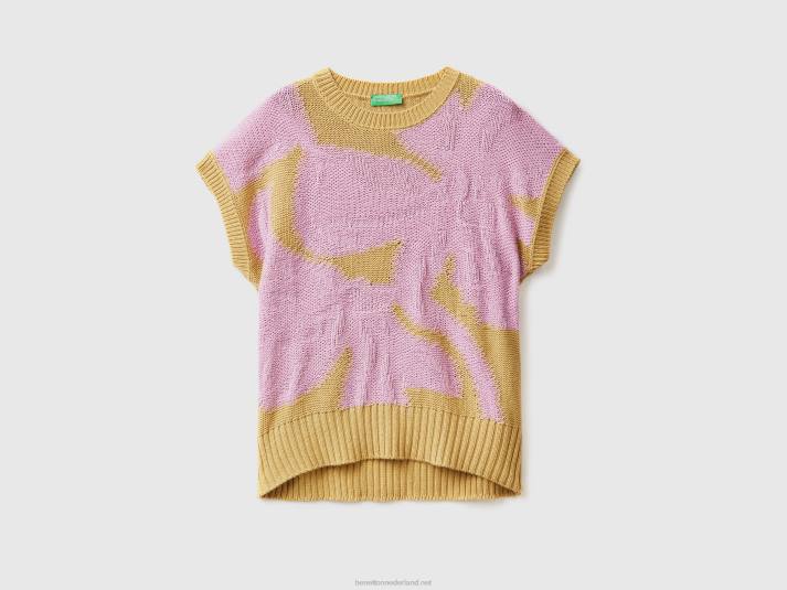 vrouwen Benetton gebreid vest met inleg mosterd 4R6283