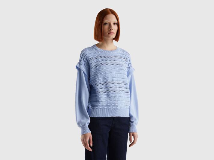 vrouwen Benetton gebreide trui met flappen lavendel 4R62101