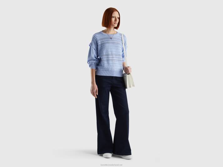 vrouwen Benetton gebreide trui met flappen lavendel 4R62101