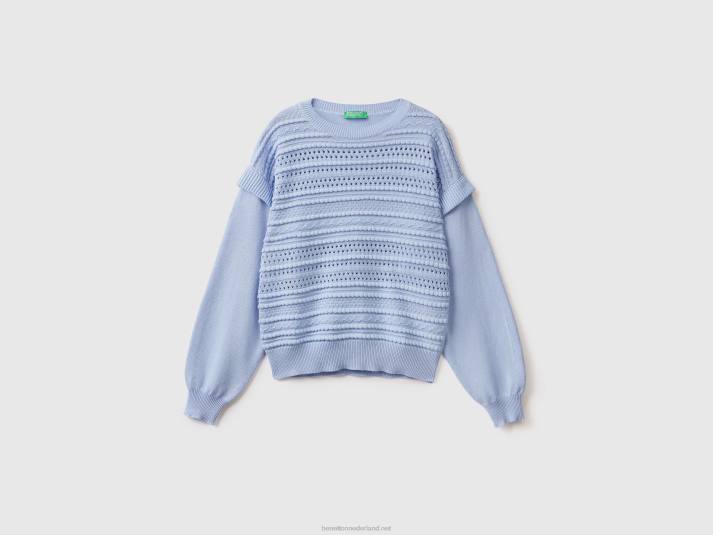 vrouwen Benetton gebreide trui met flappen lavendel 4R62101