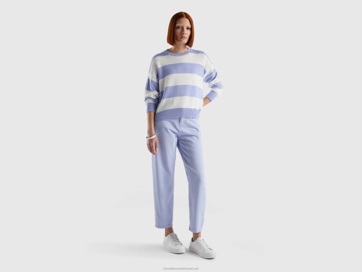 vrouwen Benetton gestreepte trui van tricotkatoen lavendel 4R623514
