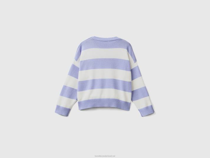 vrouwen Benetton gestreepte trui van tricotkatoen lavendel 4R623514