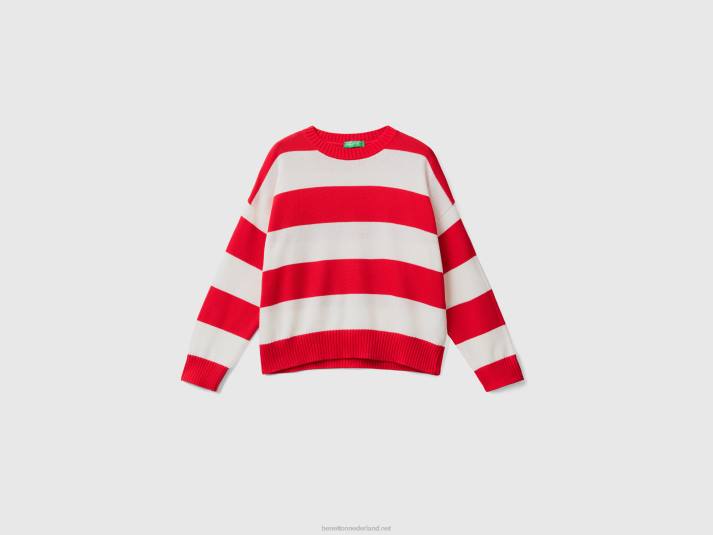vrouwen Benetton gestreepte trui van tricotkatoen rood 4R623584