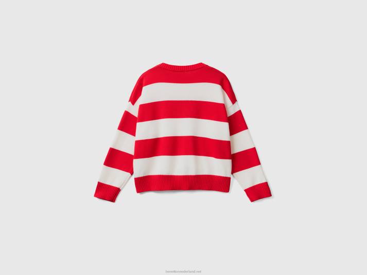 vrouwen Benetton gestreepte trui van tricotkatoen rood 4R623584