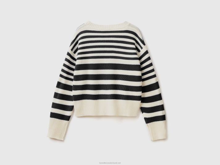 vrouwen Benetton gestreepte trui van wolmix zwart 4R623556