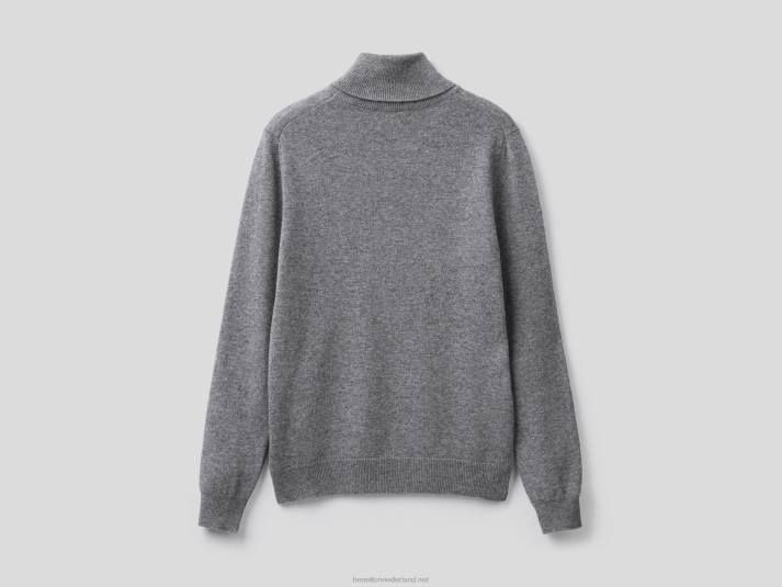 vrouwen Benetton grijze coltrui van pure merinowol grijs 4R62234