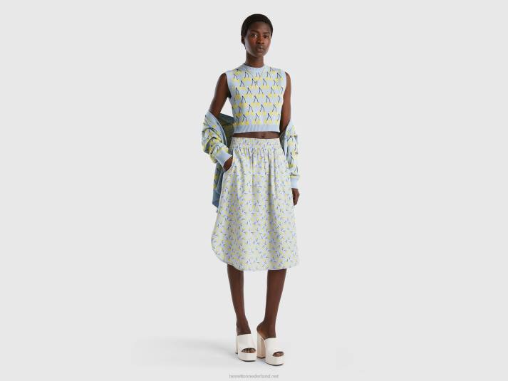 vrouwen Benetton hemelsblauw vest met kersenpatroon hemelsblauw 4R6246