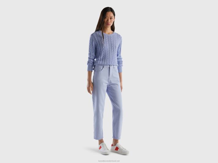 vrouwen Benetton kabel gebreide trui 100% katoen lavendel 4R623578