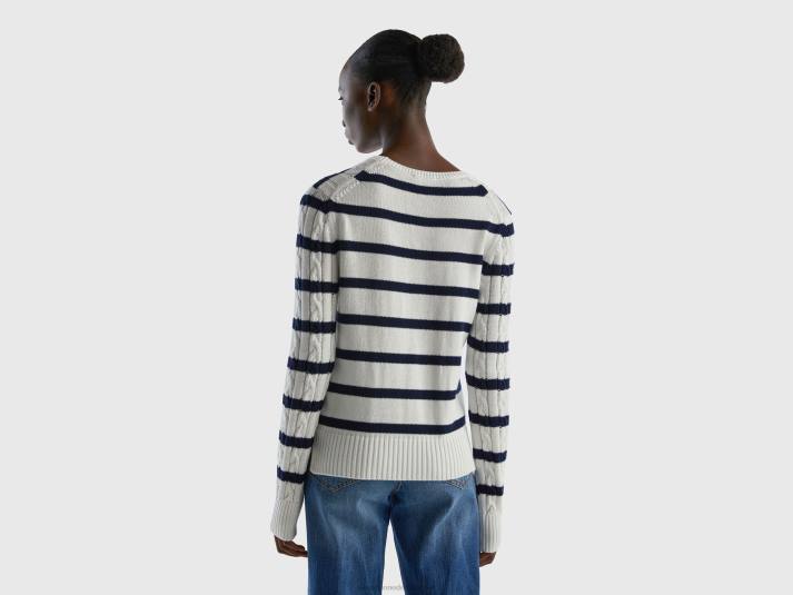 vrouwen Benetton kabel gebreide trui 100% katoen veelkleurig 4R62201
