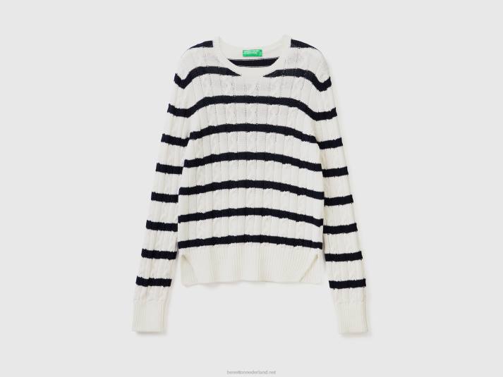 vrouwen Benetton kabel gebreide trui 100% katoen veelkleurig 4R62201