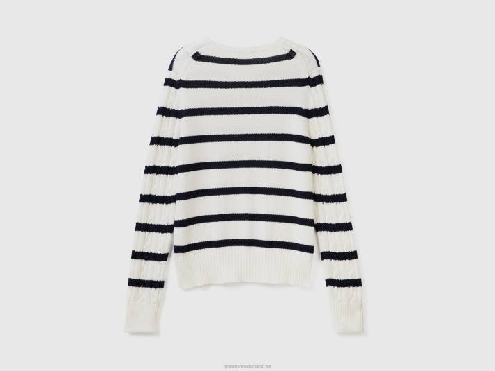 vrouwen Benetton kabel gebreide trui 100% katoen veelkleurig 4R62201