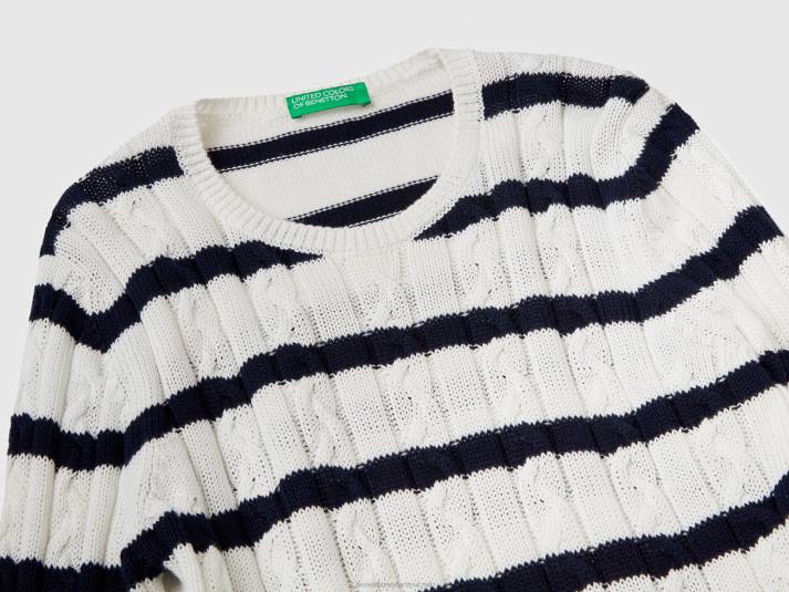 vrouwen Benetton kabel gebreide trui 100% katoen veelkleurig 4R62201