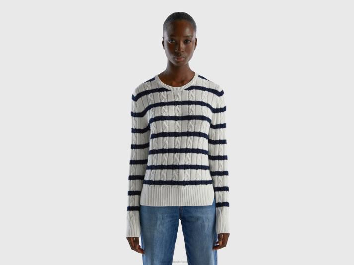 vrouwen Benetton kabel gebreide trui 100% katoen veelkleurig 4R623684
