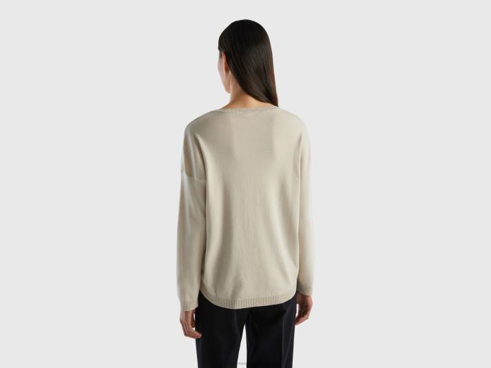 vrouwen Benetton katoenen trui met ronde hals beige 4R62204
