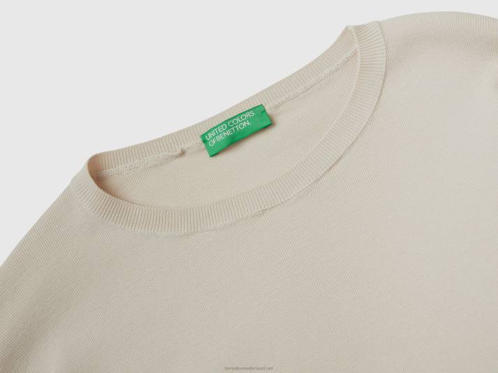 vrouwen Benetton katoenen trui met ronde hals beige 4R62204