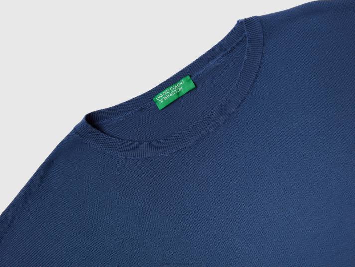 vrouwen Benetton katoenen trui met ronde hals blauw 4R62162