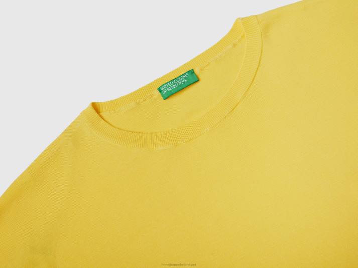 vrouwen Benetton katoenen trui met ronde hals geel 4R62102