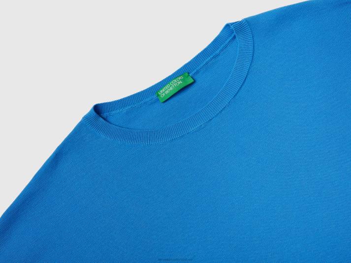vrouwen Benetton katoenen trui met ronde hals lichtblauw 4R623594