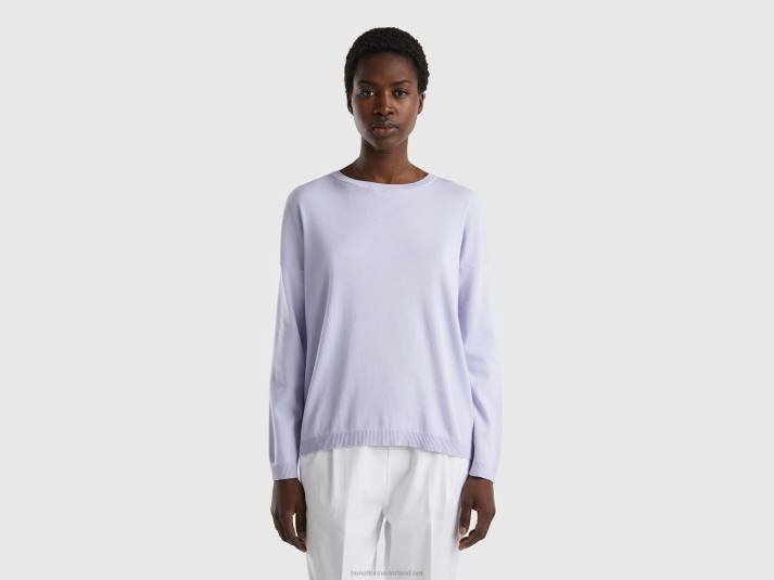vrouwen Benetton katoenen trui met ronde hals lila 4R62143