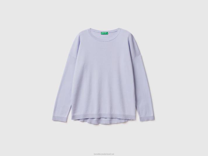vrouwen Benetton katoenen trui met ronde hals lila 4R62143