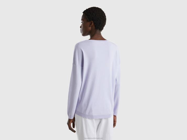 vrouwen Benetton katoenen trui met ronde hals lila 4R623479