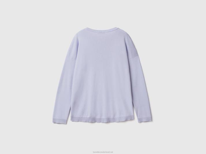 vrouwen Benetton katoenen trui met ronde hals lila 4R623479