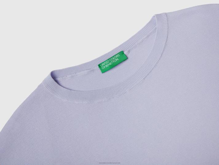 vrouwen Benetton katoenen trui met ronde hals lila 4R623479