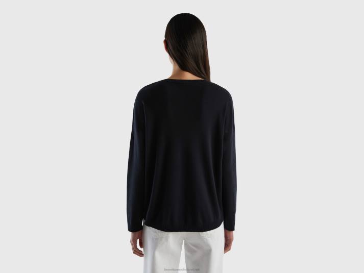 vrouwen Benetton katoenen trui met ronde hals zwart 4R623656