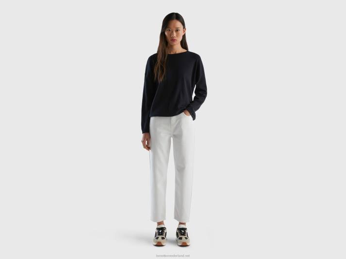 vrouwen Benetton katoenen trui met ronde hals zwart 4R623656