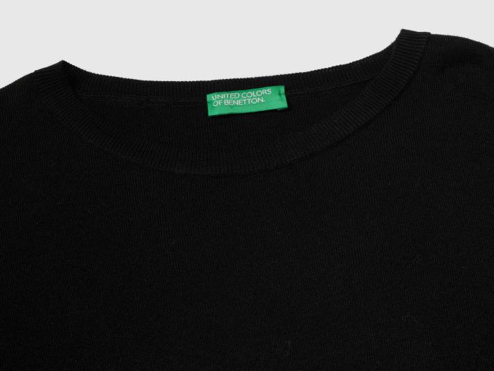 vrouwen Benetton katoenen trui met ronde hals zwart 4R623656