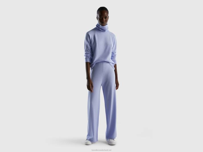 vrouwen Benetton lichtblauwe coltrui in een mix van wol en kasjmier lavendel 4R62116