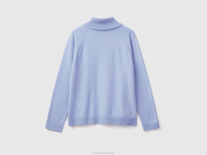 vrouwen Benetton lichtblauwe coltrui in een mix van wol en kasjmier lavendel 4R62116