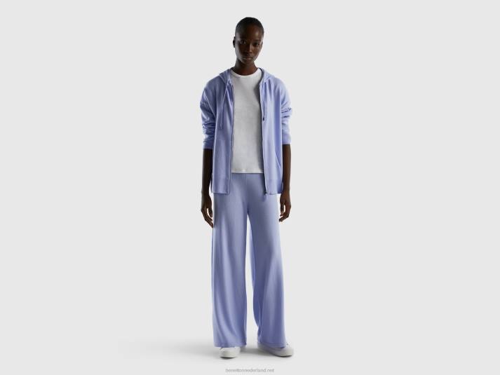 vrouwen Benetton lichtblauwe trui in cashmeremix met capuchon lavendel 4R624