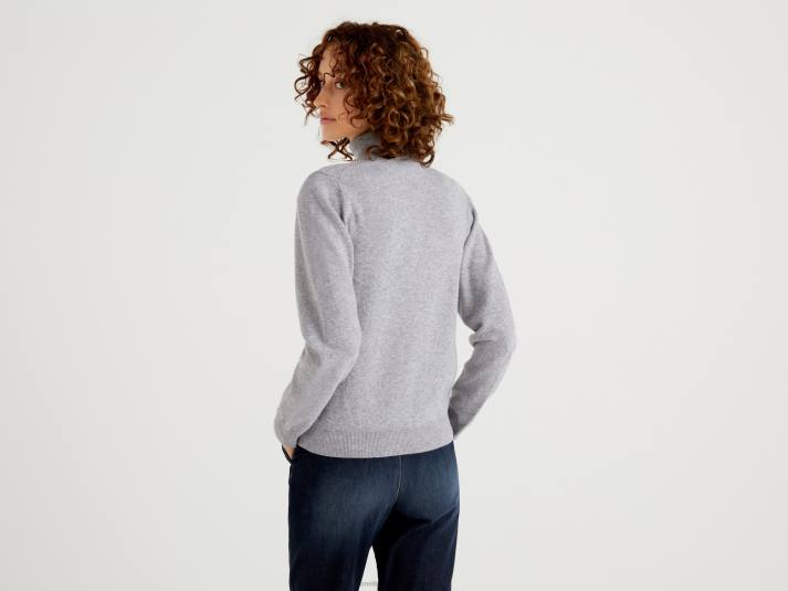 vrouwen Benetton lichtgrijze coltrui van zuivere merinowol lichtgrijs 4R623673