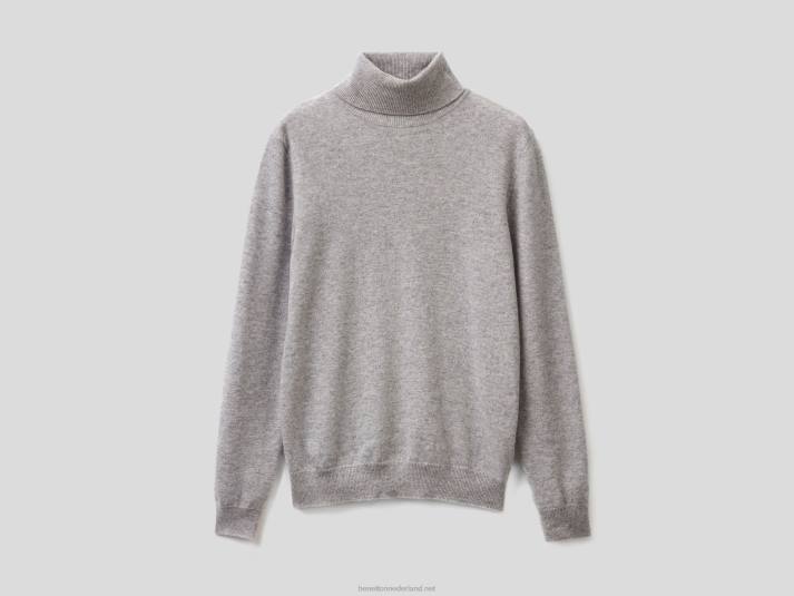 vrouwen Benetton lichtgrijze coltrui van zuivere merinowol lichtgrijs 4R623673