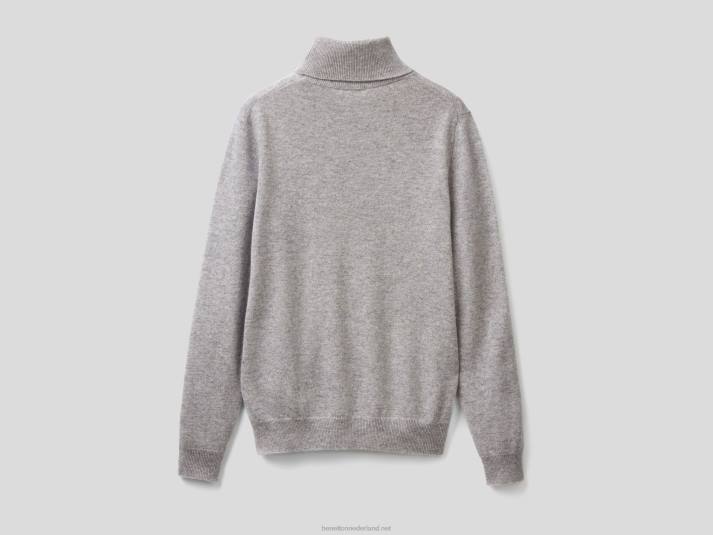 vrouwen Benetton lichtgrijze coltrui van zuivere merinowol lichtgrijs 4R623673