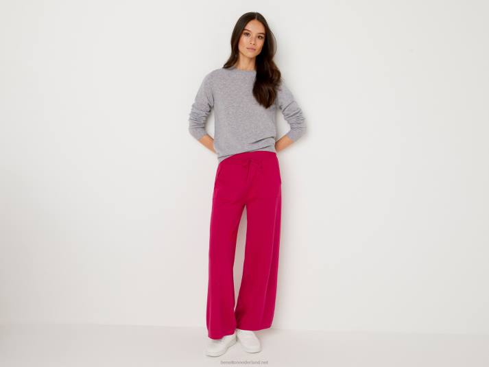 vrouwen Benetton lichtgrijze trui met ronde hals van merinowol lichtgrijs 4R623644